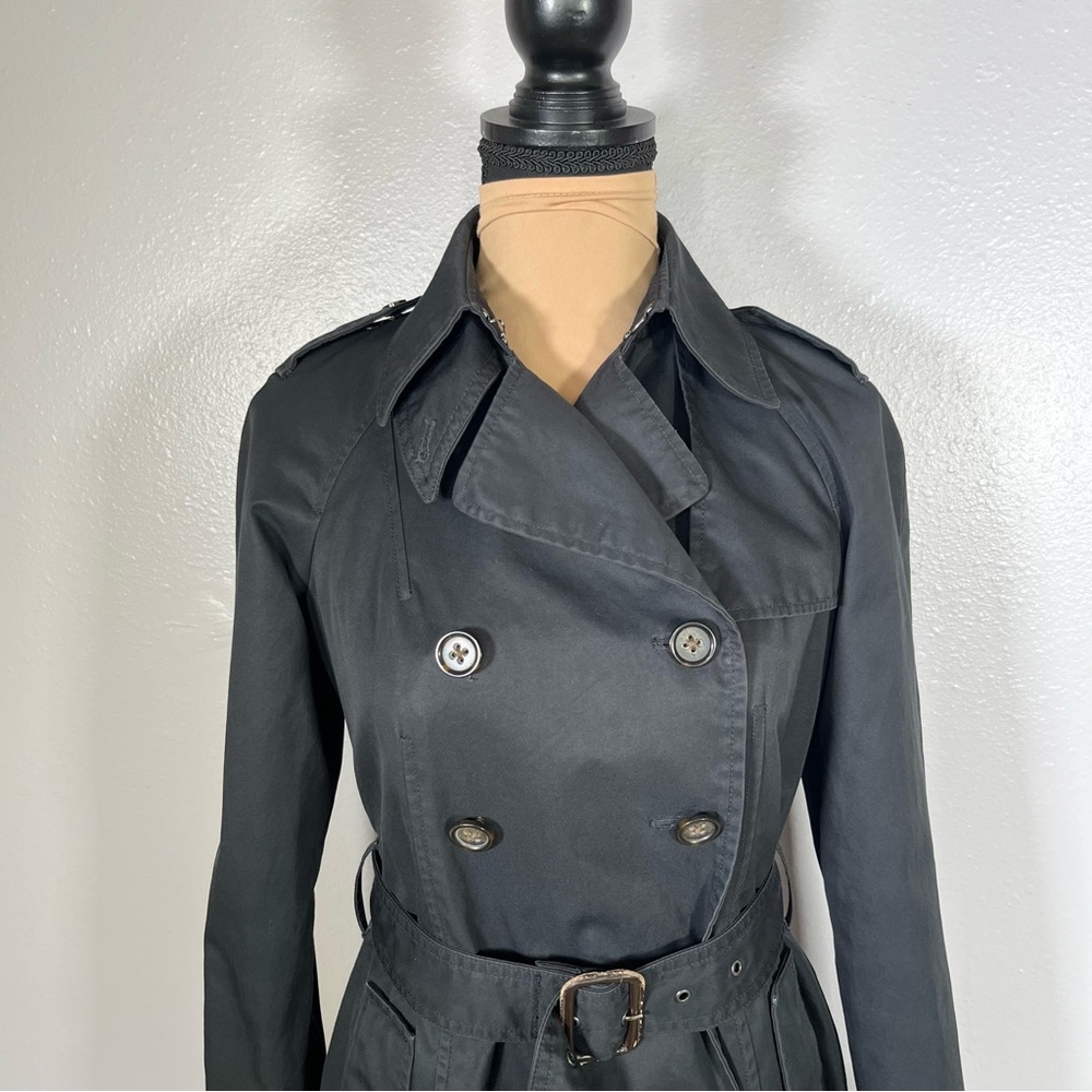 banana republic black belted trench coat XS quiet luxury old money fall capsule - Picture 5 of 14
